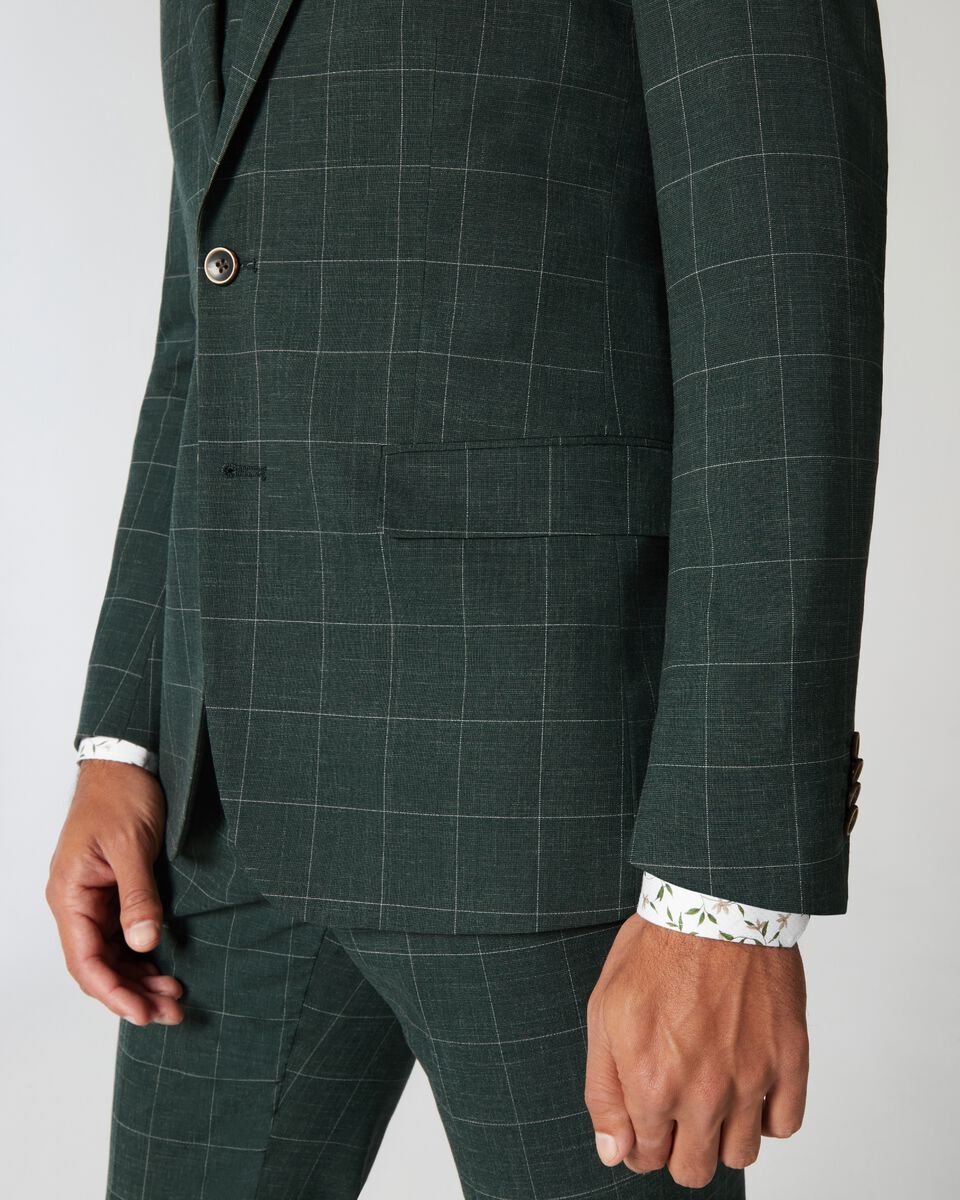 Forest Windowpane Slim Stretch Window Pane Check Tailored Jacket